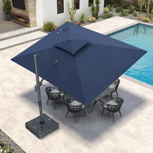 Vista 63 de PURPLE LEAF Sombrilla de Patio Voladiza de 10' x 13' para Exteriores con Base de 330 libras, Sombrilla Rectangular Grande Resistente al Viento