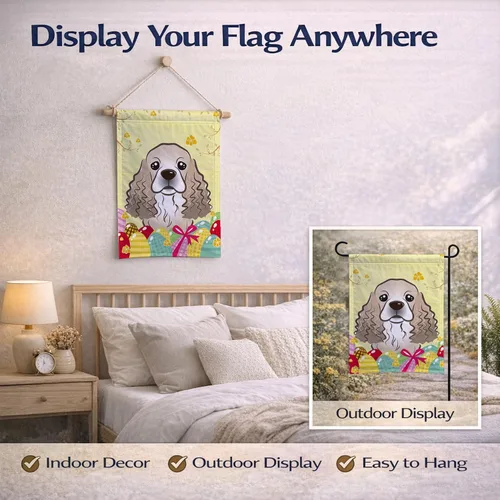 Vista 615 de Caroline's Treasures BB1923GF Bandera decorativa para jardín con diseño de Border Collie, para caza de huevos de Pascua, para jardín, jardín, patio