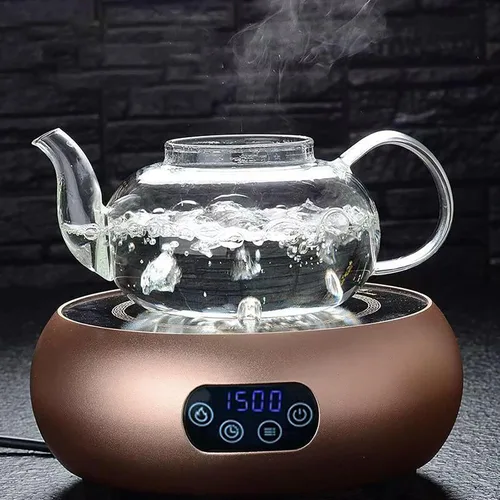 Vista 5 de Tetera de vidrio con infusor de vidrio transparente, tetera de 33.8 fl oz para estufa, té suelto, tetera de regalo