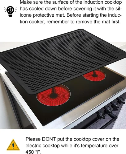Vista 8 de XiFEO Cubiertas para Estufa Eléctrica, Protector de Cubierta de Estufa de Vidrio de Silicona de Grado Alimentario Resistente, Protector de Placa