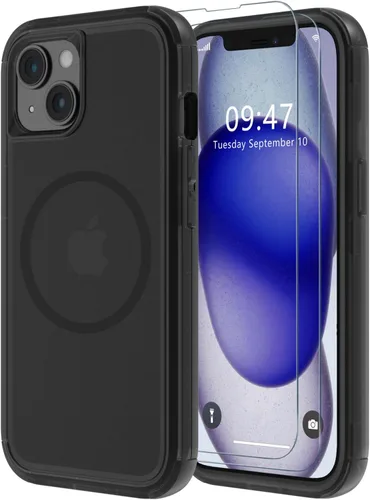 Vista 26 de Diverbox Funda para iPhone 15 [a prueba de golpes] [a prueba de caídas] [protector de pantalla de vidrio templado], funda de protección resistente