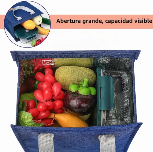 Vista 4 de Bolsa de almuerzo aislada, bolsa de lonchera, bolsa de almuerzo reutilizable, bolsa de almuerzo aislada para mujeres, hombres, trabajo, oficina