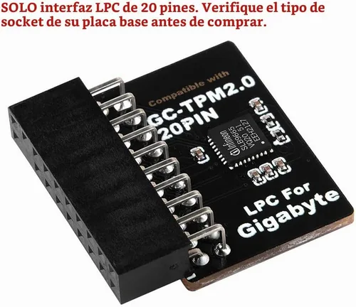 Vista 2 de TPM2.0 Módulo LPC 20Pin Módulo con Infineon SLB9665 para Gigabyte Motherboard Compatible con GC-TPM2.0