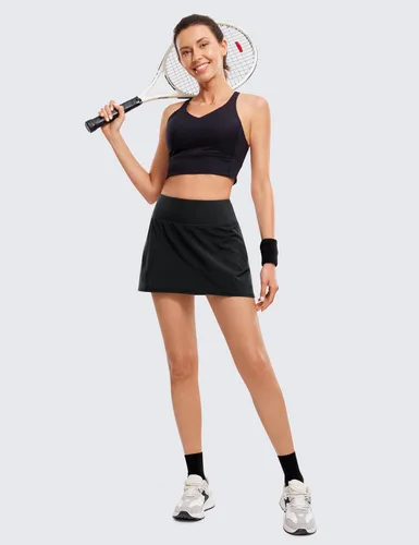 Vista 3 de CRZ YOGA Faldas de tenis plisadas para mujer con bolsillos, cintura alta, atléticas, para golf, faldas para mujer, suaves, transpirables, lindas