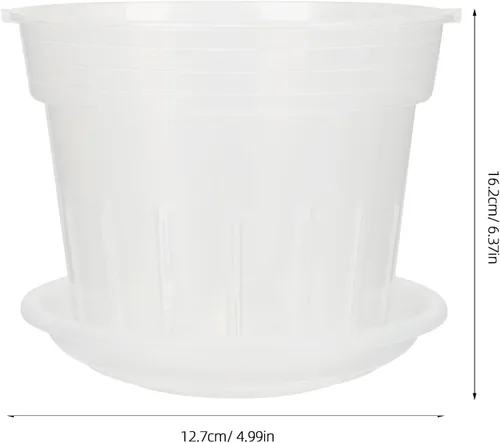 Vista 2 de Plastic Orchid Plant Pots with Tray for Seedlings 2pcs