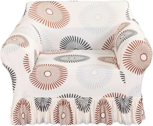 Vista 26 de FUANGUI Funda para Sofá de 1 Pieza, Funda Elástica para Sofá Estampada para Sofá de 3 Cojines con Falda Apta para Mascotas, Fundas de Sofá Lavables