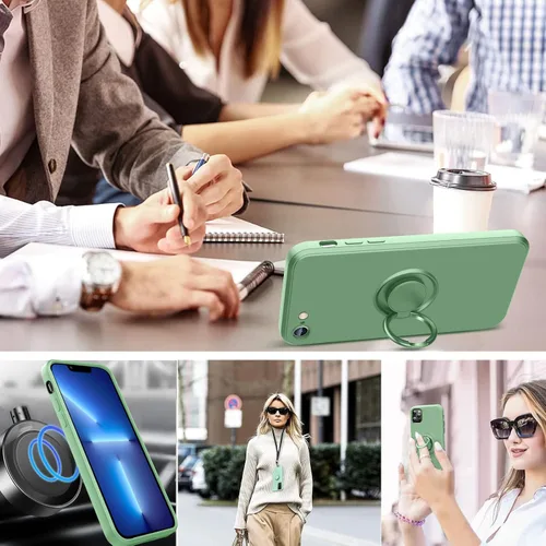 Vista 7 de Funda para Samsung Galaxy S20 FE, con soporte de anillo giratorio de 360° y cordón de correa de silicona líquida, delgada, a prueba de golpes, funda