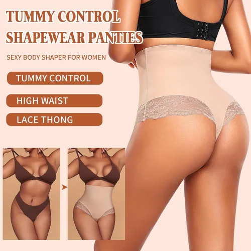 Vista 3 de Werena Tummy Control Thong Shapewear For Women Seamless High Waist Shaping Thong Panties Body Shaper Girdle Underwear