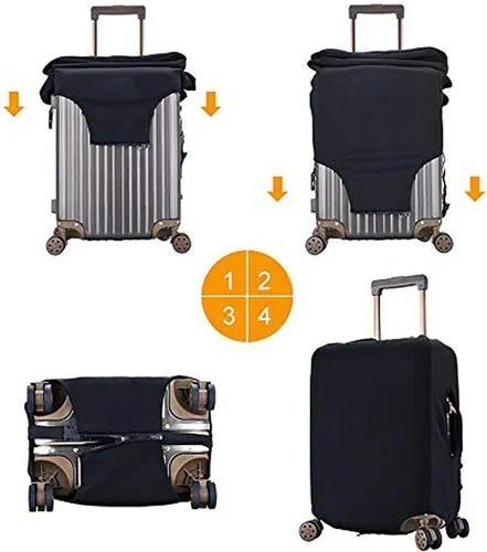 Vista 5 de NELife Protector de maleta de viaje para niña afroamericana, elástica, lavable, con cremallera oculta, adecuada para 18-32 pulgadas, -M, Blanco