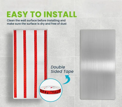 Vista 3 de Alpine - Protector de pared para secador de manos de acero inoxidable para baño, cocina y oficina con adhesivo 3M resistente, fácil de limpiar
