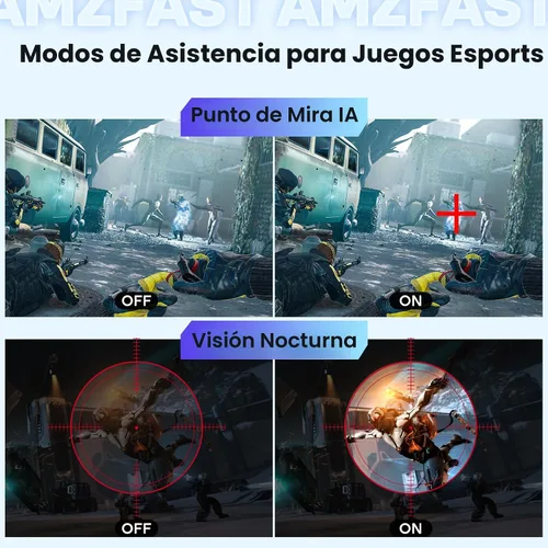 Vista 4 de Amzfast Monitor para juegos de 24 pulgadas 180Hz QHD (2560 × 1440), monitor IPS rápido, compatible con G-SYNC de 1 ms, altavoces incorporados, 96%