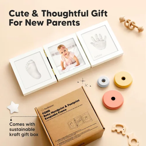 Vista 5 de KeaBabies Regalos de baby shower para niños y niñas, kit de huellas y manos para bebés, kit de huellas de manos para recién nacidos, marco de fotos