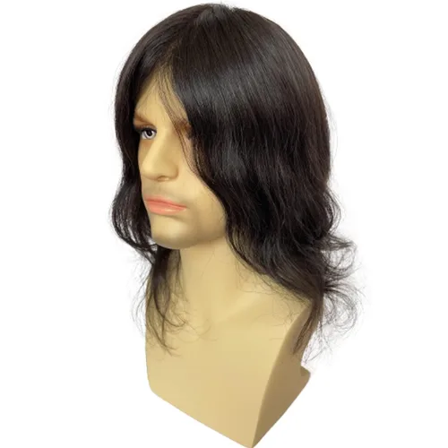 Vista 4 de Voloria Toupee de 12 pulgadas para hombre, piel ultrafina, pieza de pelo humano virgen europeo, piezas de sistema de reemplazo para hombres
