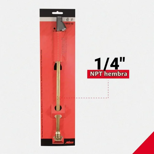 Vista 4 de Portabrocas de aire de doble cabeza con pie recto para medidor de presión de neumáticos, alcance extendido de 12", 1/4" FNPT, 150 PSI