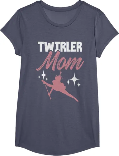 Vista 17 de Twirler Mom Baton Twirl Mother Majorette Twirling Camiseta, Negro, S