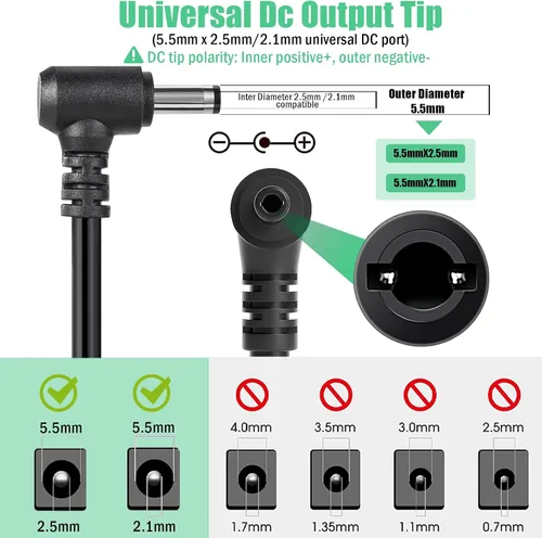 Vista 3 de Adaptador de fuente de alimentación de 24V 6A, adaptador de corriente CA 100-240V a CC 24 voltios 6 amperios 144W con conector de salida de 5,5 mm x