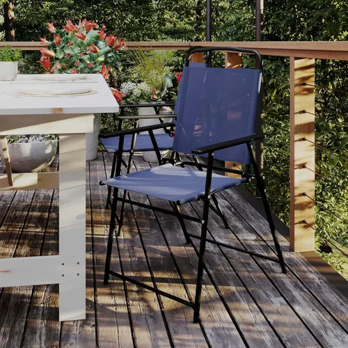 Vista 10 de BizChair Sillas plegables para patio, sillas de césped de textileno para exteriores con reposabrazos, juego de 4, color negro