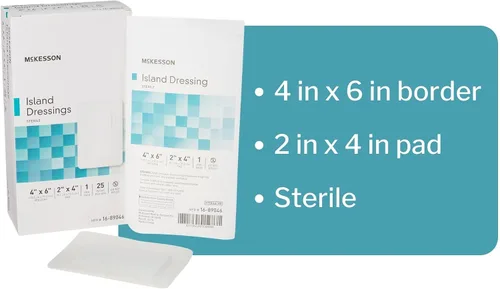 Vista 3 de McKesson Aderezo para islas, Estéril, Polipropileno, Blanco, 4 x 6 in, 25 ct Polipropileno / Rayón