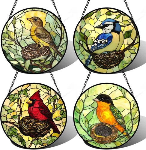 Vista 16 de DASTOLL Colgante de vidrio emplomado para ventana, diseño de lirio del valle, mariposa, atrapasol para puertas, hogar, atrapasoles decoración