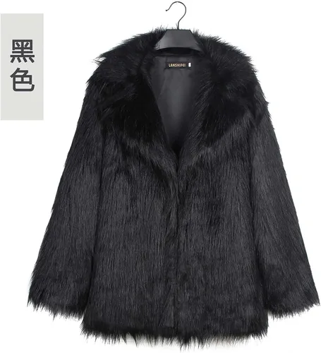 Vista 5 de DESKABLY Abrigo largo de piel sintética de invierno para mujer, tallas grandes, chaquetas de algodón cálido, casual, frente abierto, manga larga