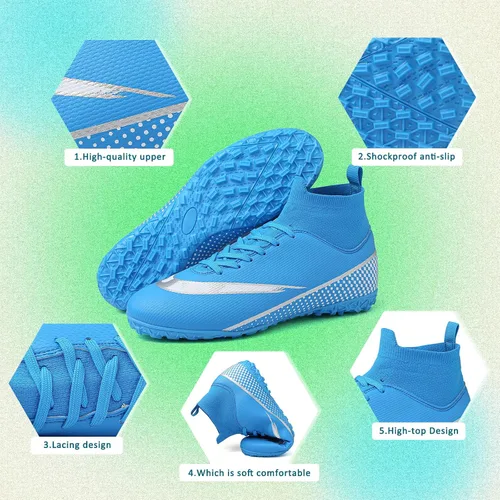 Vista 6 de Tacos de fútbol para hombre y mujer, zapatos de fútbol para interiores y exteriores, para niño grande AG TF