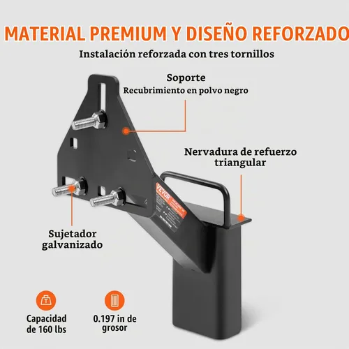Vista 4 de VEVOR Soporte para neumáticos de repuesto, soporte de neumático de repuesto para remolque, capacidad de 160 libras, accesorios de remolque
