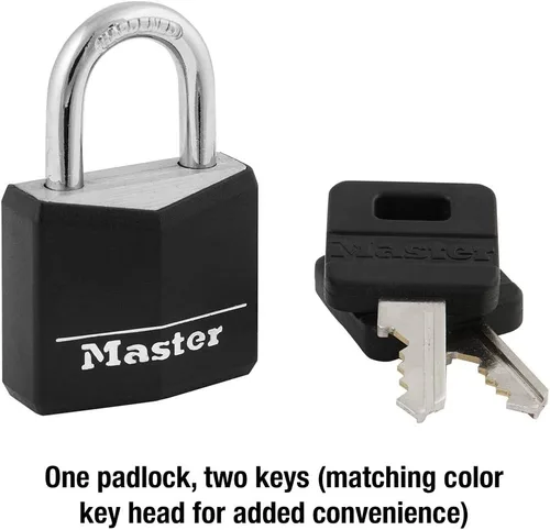 Vista 5 de Master Lock 131D - Candado con llave de aluminio cubierto de 1-3/16 pulgadas de ancho, un paquete, negro