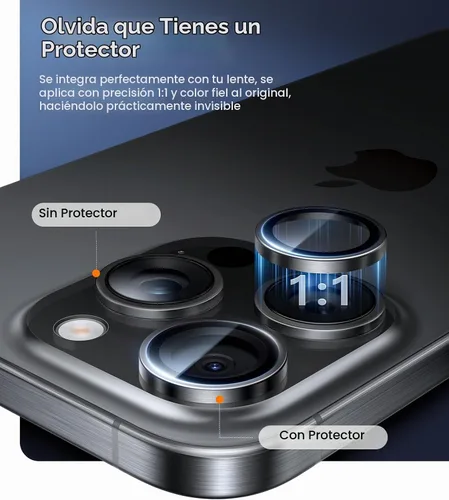 Vista 5 de UltraGlass Protector de lente de cámara para iPhone 16 Pro Max/16 Pro [NO.1 grado militar inastillable], protector de cámara para iPhone 16 Pro Max