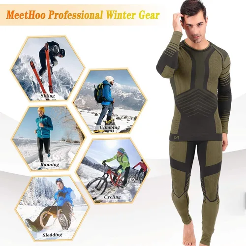 Vista 5 de MeetHoo Conjunto de ropa interior térmica para hombre, equipo de invierno, capa base, pantalones largos