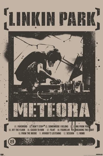 Vista 9 de Linkin Park - Póster de pared Meteora, 22.4 pulgadas de largo x 14.7 pulgadas de ancho, versión rubia enmarcada