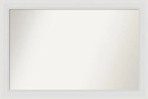 Vista 397 de Amanti Art Espejo de baño blanco para sobre el fregadero, 24 x 26 pulgadas, espejo rectangular blanco y blanco, marco de madera contemporáneo