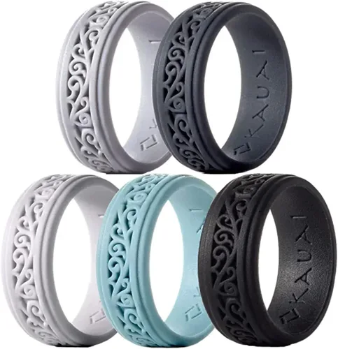 Vista 9 de KAUAI Anillos de boda de silicona para hombres. Anillo atemporal y elegante para parejas. Marca líder en comodidad y diseño en bandas para hombre.