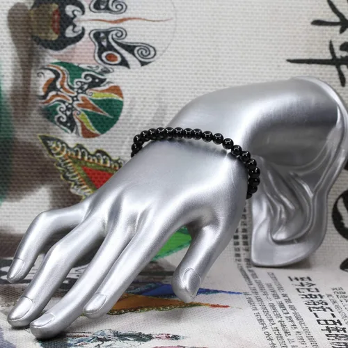 Vista 3 de Pulsera elástica de cristal semiprecioso de 0.236in, cuentas redondas de Rock Yoga de 7 pulgadas, unisex