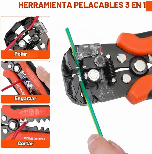 Vista 5 de ValueMax Juego de herramientas para pelacables de 266 piezas, herramienta automática autoajustable de 8 pulgadas para AWG 10-24, pelacables