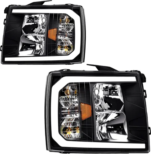 Vista 42 de DWVO Faros delanteros compatibles con Chevy Silverado 1500 1500 HD/2003-2004 Silverado 2500/2003-2006 Silverado 2500HD 3500/2003-2006 Avalanche 1500