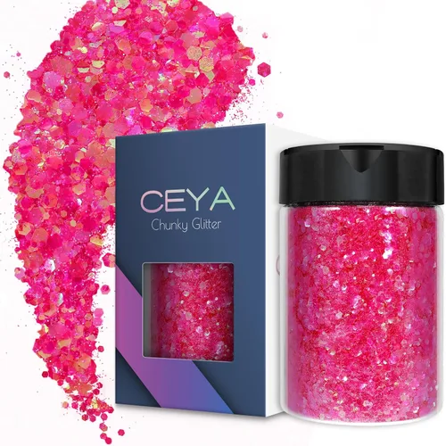 Vista 16 de Ceya Juego de purpurina gruesa de 32 colores, 11.28 onzas/11.29 oz de purpurina para manualidades en polvo mezclado con copos gruesos y finos cada