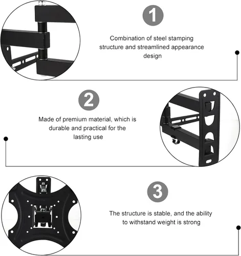 Vista 5 de Garneck Soporte de pantalla LCD fijo resistente al desgaste para montaje en la pared ajustable para la estructura estable del hogar, compatible