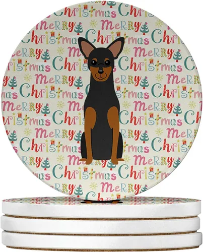 Vista 174 de Abyssinian Sand Terrier Merry Christmas - Posavasos grandes de piedra arenisca (4 unidades)