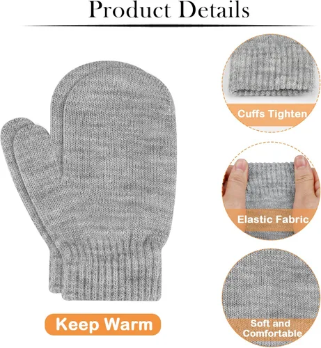 Vista 3 de ONESING 5 pares de guantes negros para bebés guantes cálidos para recién nacidos guantes de invierno para bebés y niñas