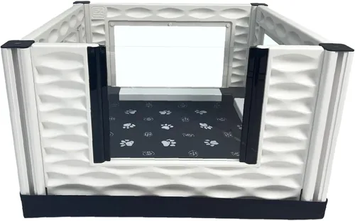 Vista 15 de EZwhelp EZclassic 28"x28"x18" Caja de parto acolchada pequeña para perros con rieles, suministros para parto de cachorros, almohadilla negra