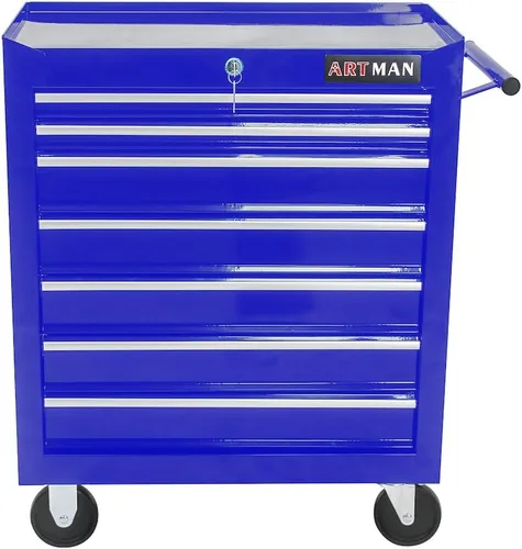 Vista 12 de Carrito de herramientas con ruedas y cajones mecánicos, caja de herramientas resistente con cerradura, carrito de herramientas multifuncional