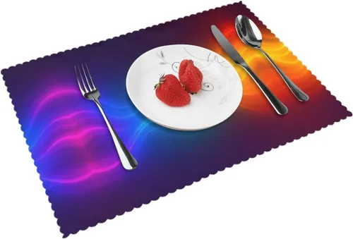 Vista 10 de Juego de 4 manteles individuales rectangulares, resistentes al calor, 4 manteles individuales impresos para cocina y comedor Caramelo 4