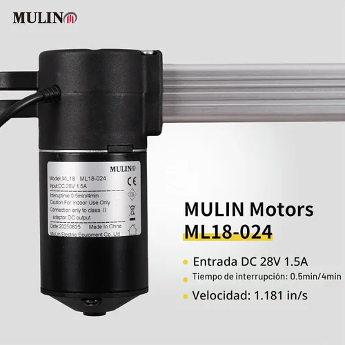 Vista 2 de Mulin Power - Motor reclinable de repuesto con cable modelo ML18-024, actuador lineal para sofá, silla elevadora, sofá, asiento de masaje