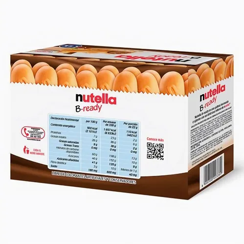 Vista 2 de Ferrero: "Nutella B-ready " una oblea crujiente de pan en forma de mini baguette rellena con una cremosa Nutella 15 piezas 10.13 oz (286g)