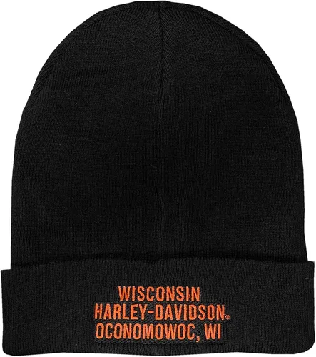 Vista 2 de Harley-Davidson H-D Label Patch Bordado Sombrero Gorro con puño - Negro