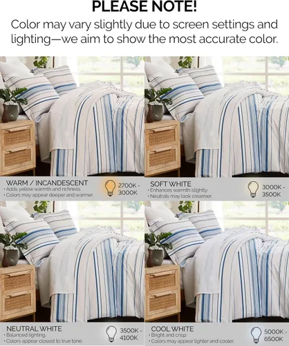 Vista 4 de Southshore Fine Living, Inc. Juego de edredón costero individual XL, edredón de plumón alternativo a rayas azules, tamaño individual XL con funda