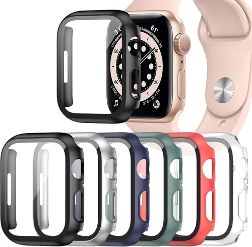 Vista 13 de Paquete de 6 fundas para Apple Watch SE 3 (2025)/SE 2/SE/Series 6/5/4 de 40 mm con protector de pantalla de vidrio templado, funda protectora