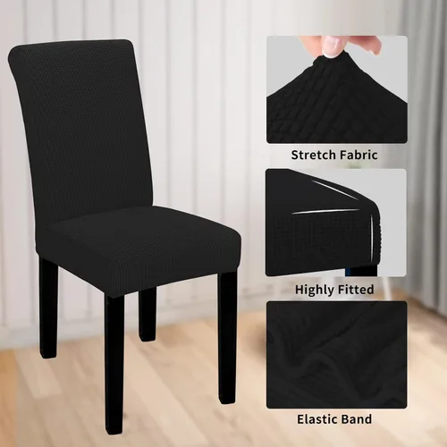 Vista 4 de Easy-Going - Juego de 2 fundas para sillas de comedor 100% impermeables, de tela Jacquard elástica, fundas protectoras removibles y lavables