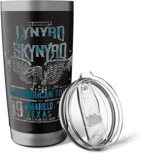 Vista 5 de Lynyrd Skynyrd In Concert Amarillo Texas Vintage Rock 1970 - Vaso aislado de acero inoxidable