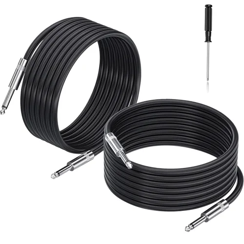 Vista 8 de Paquete de 2 cables de altavoz Speakon de 3 pies a macho de 1/4 pulgadas, cable profesional resistente de calibre 12, cable de conexión de 0.250 in
